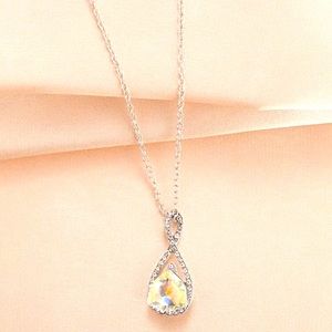 Water Drop Shape Colorful Crystal Pendant Necklace NWT
